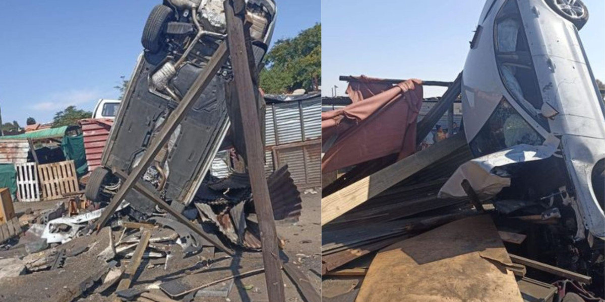 Audi lands on top of shack roof in Tembisa area